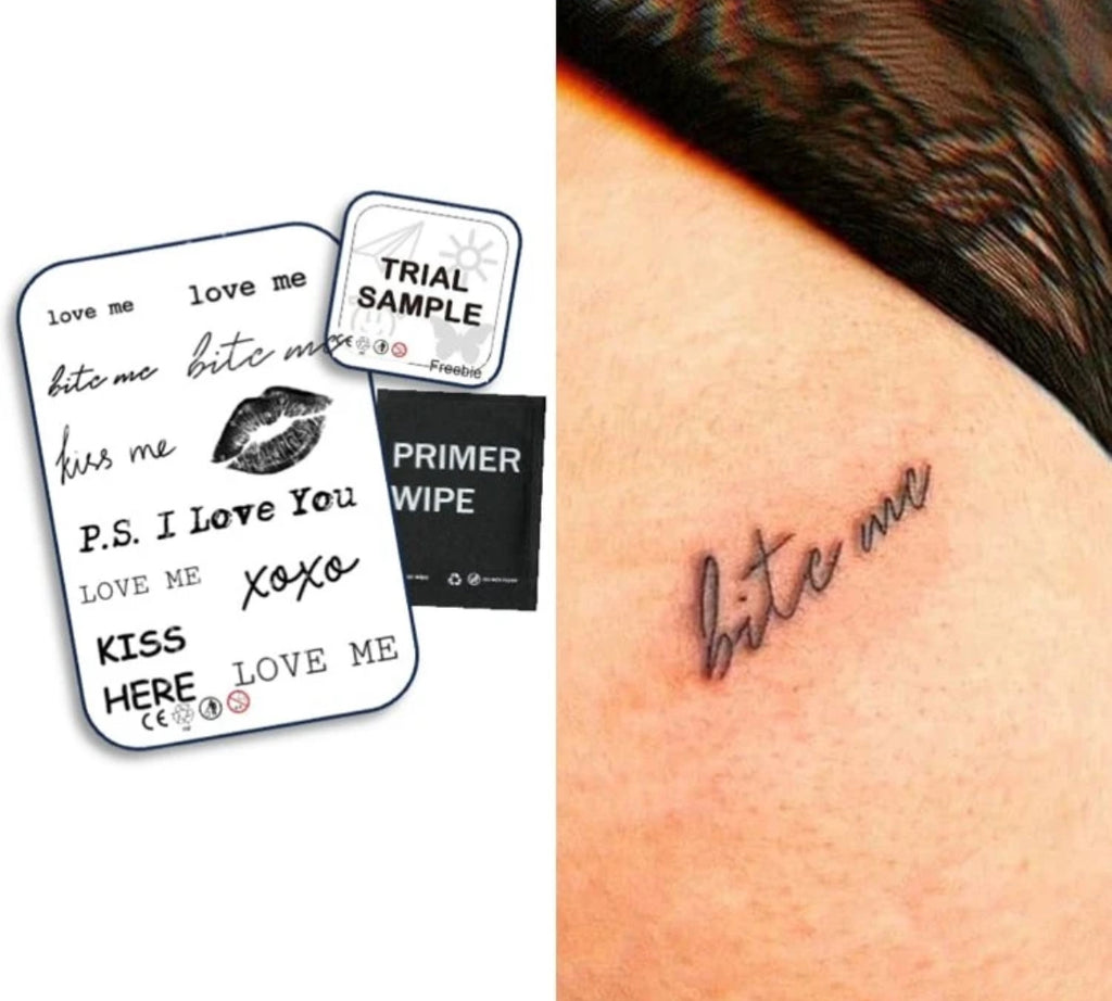 Sensual Temporary Tattoo Pack – “Bite Me” & “Love Me”