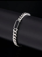 Bracelet Maille Cubaine & Pierre Naturelle – Élégance et Caractère