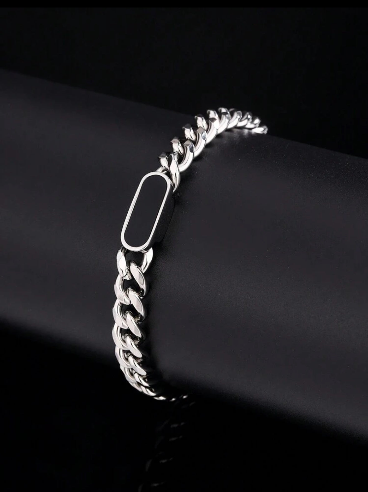 Bracelet Maille Cubaine & Pierre Naturelle – Élégance et Caractère