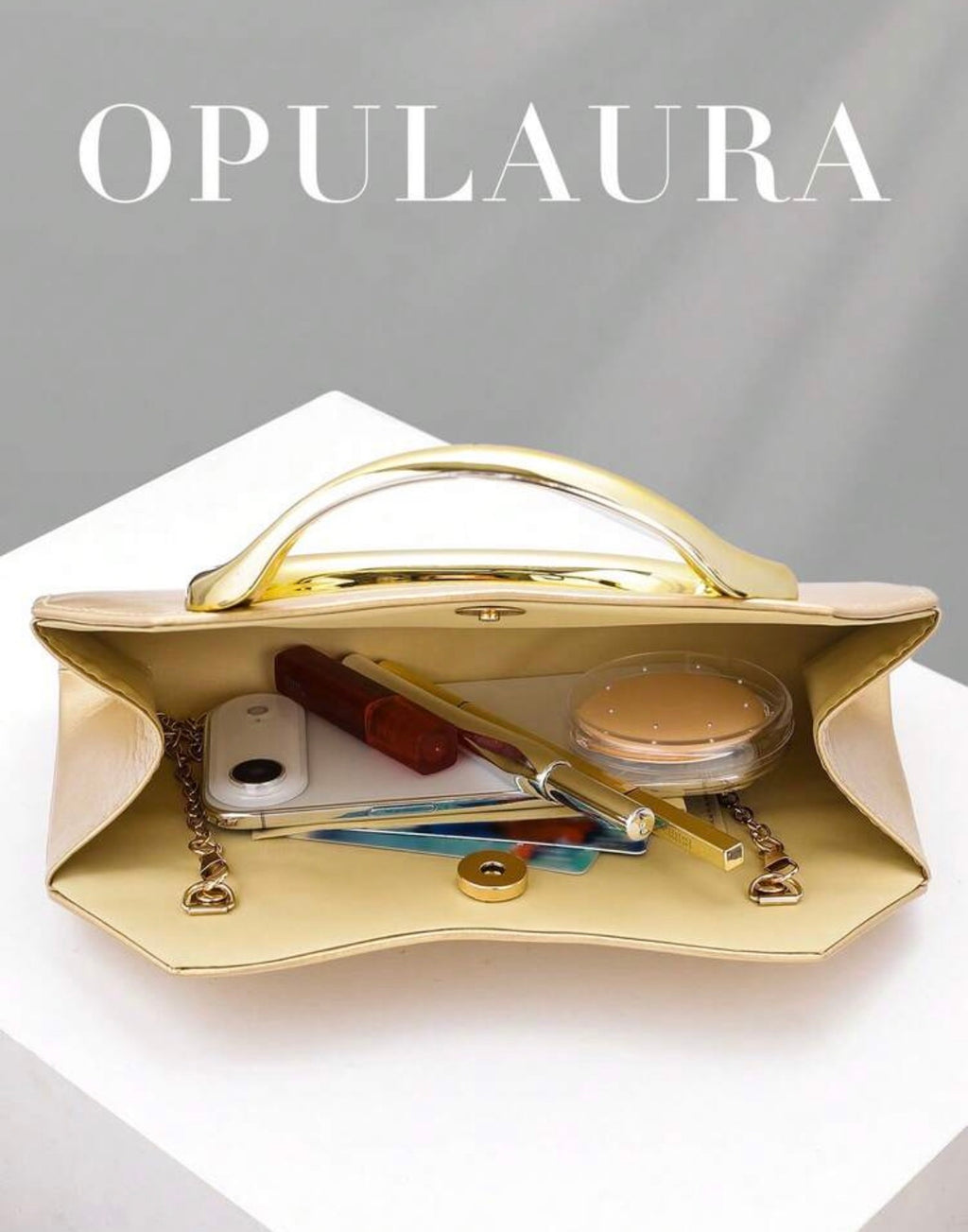 Sac de soirée élégant OpulAura – Pochette de luxe avec poignée métallique