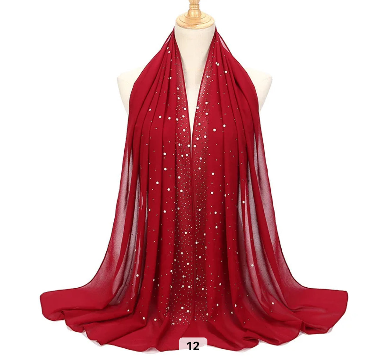 Hijab Mousseline de Soie avec perles