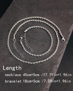 Ensemble Chaîne & Bracelet Torsadés en Acier Inoxydable Doré