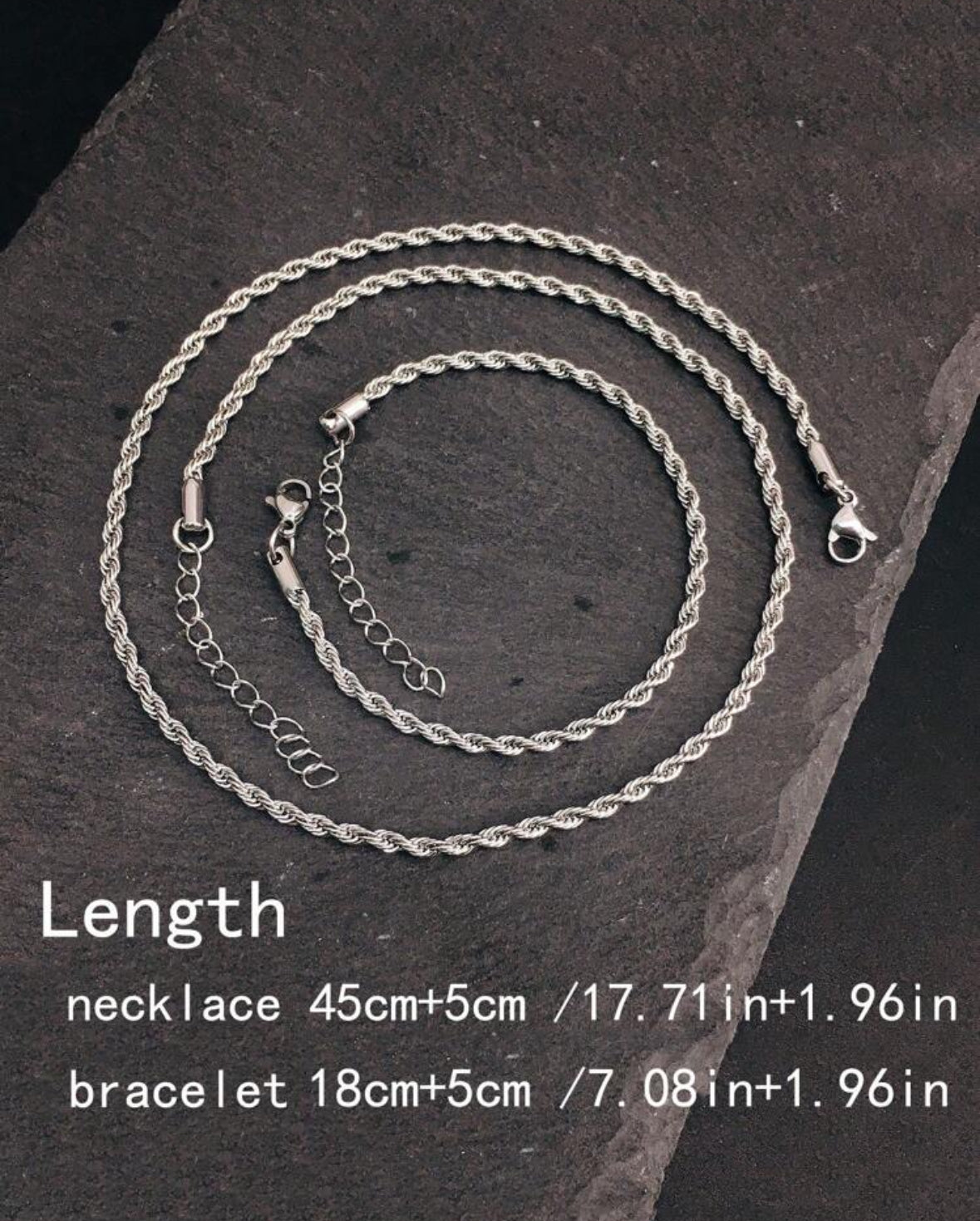 Ensemble Chaîne & Bracelet Torsadés en Acier Inoxydable Doré