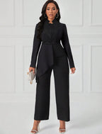 Ensemble Pantalon & Blouse Unicolore Asymétrique