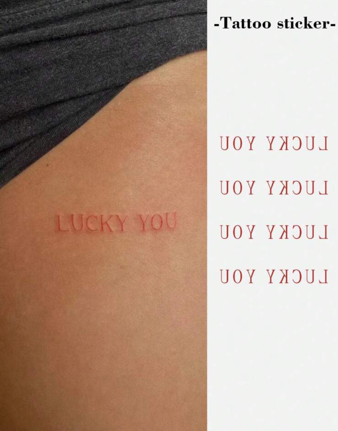 Tatouage Temporaire Minimaliste “Lucky You” - Rouge Discret