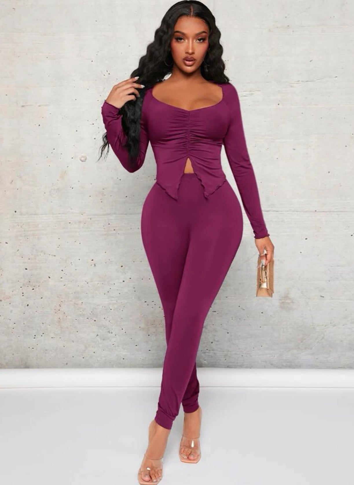 Ensemble Legging & Top à encolure de cœur fendu