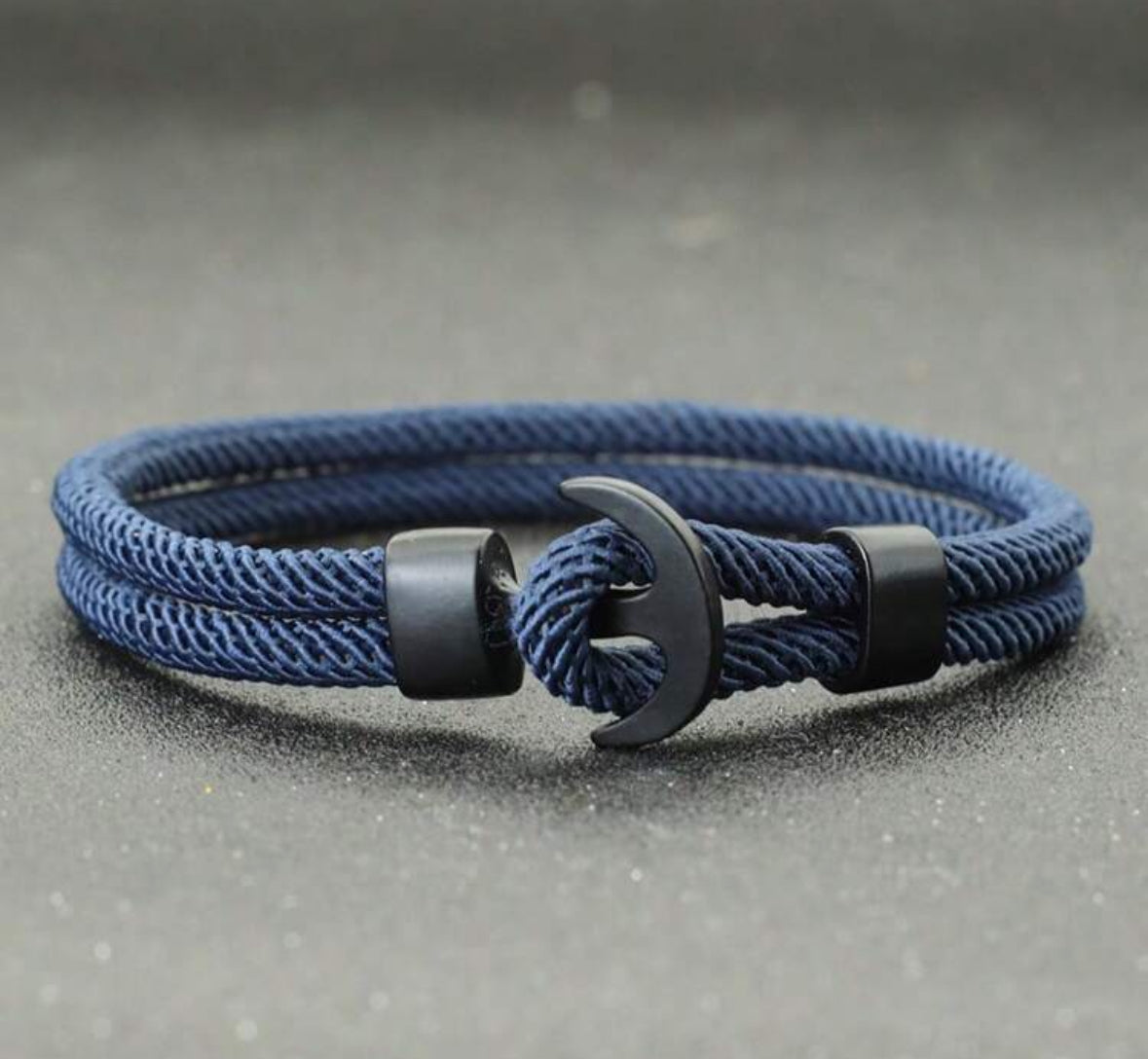 Bracelet Ancre Marine - Corde Bleue & Acier Noir