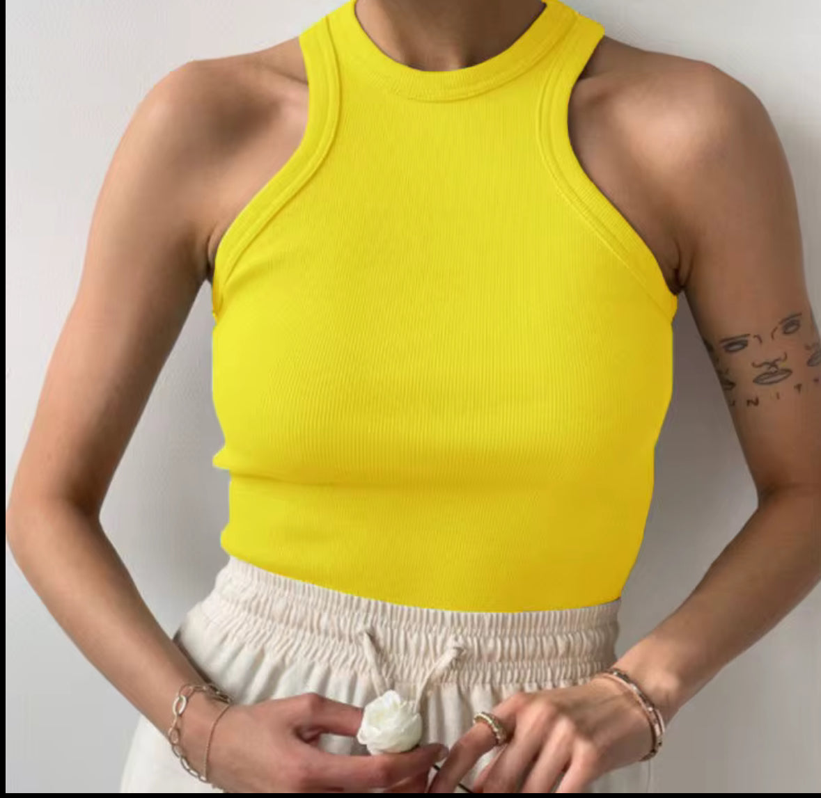 Débardeur côtelé basique – Col rond