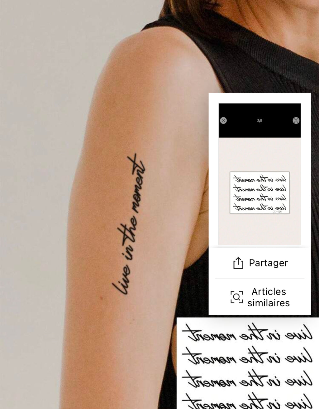 Tatouage Temporaire « Live in the Moment »