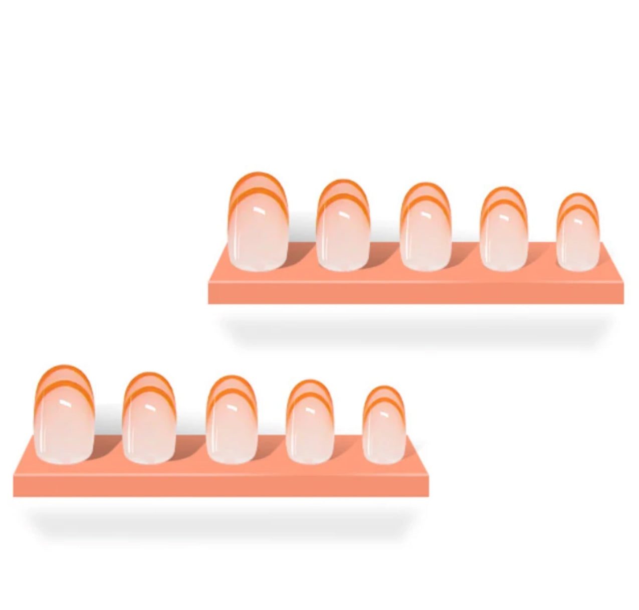 Faux-ongles à motif orange et nude