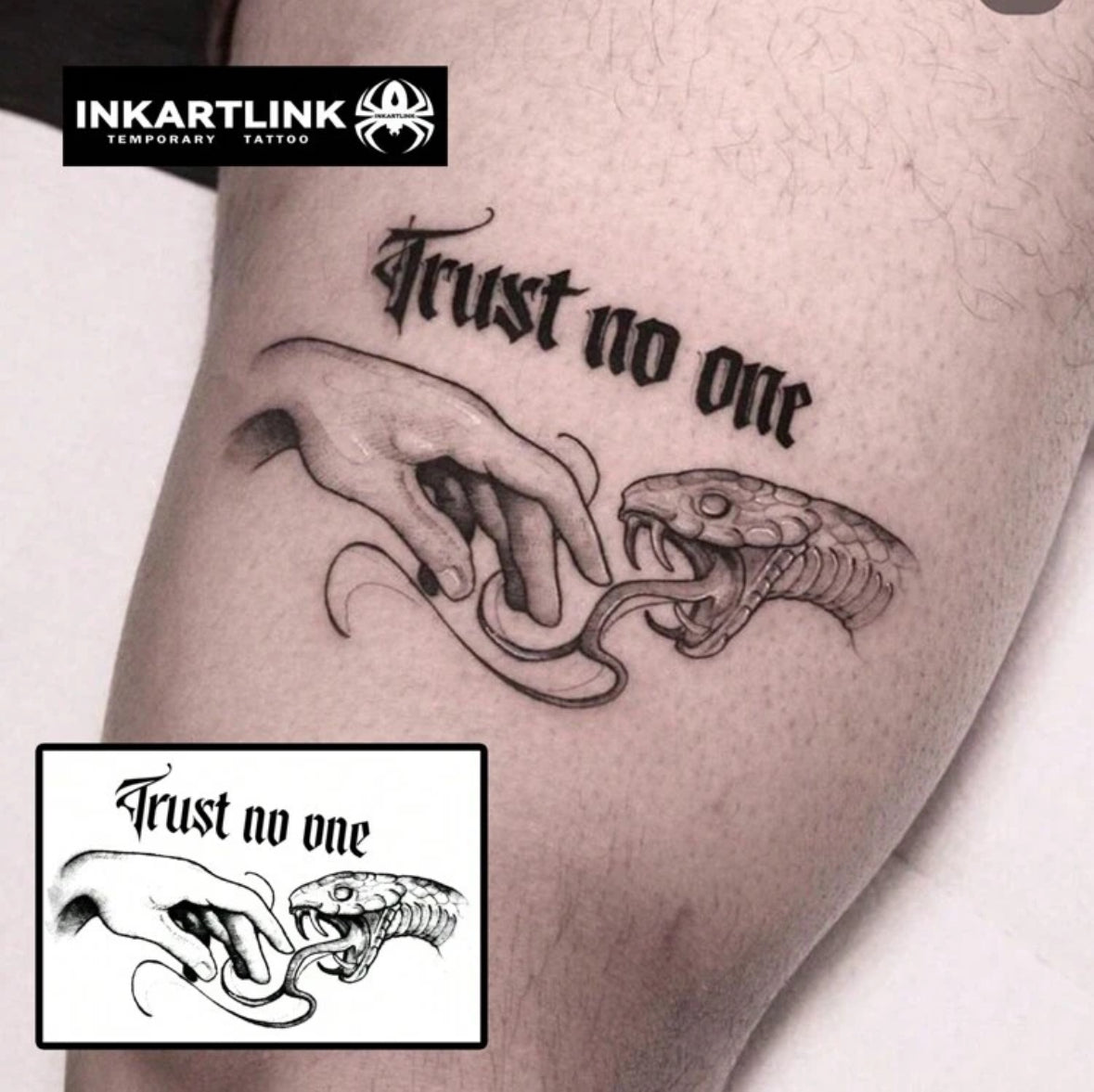 Tatouage Temporaire “Trust No One” - Design Intense et Expressif