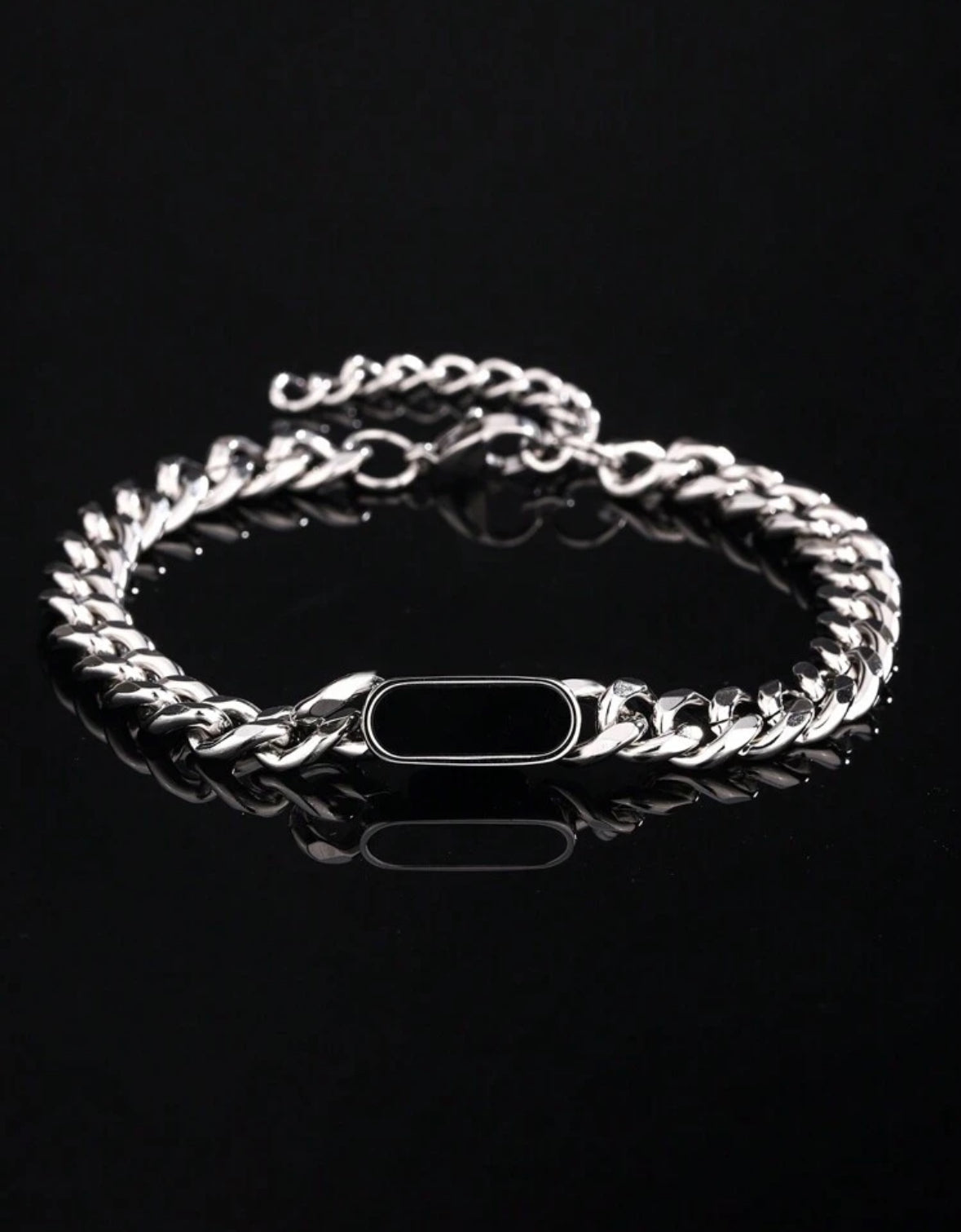 Bracelet Maille Cubaine & Pierre Naturelle – Élégance et Caractère