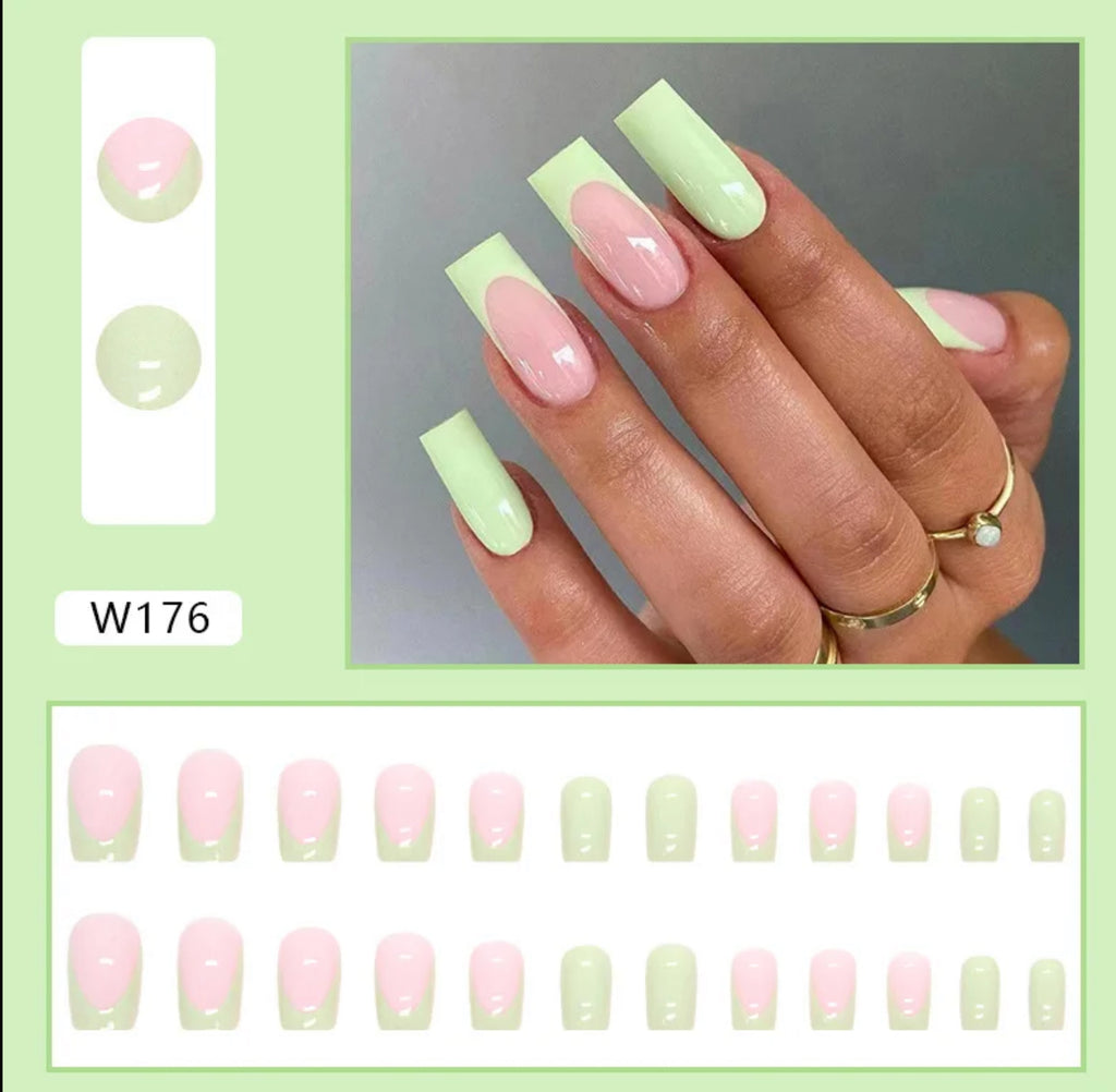 Contraste Printanier – Faux Ongles Minimalistes