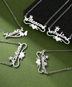 Collier personnalisé en forme d'aile avec nom personnalisé, avec chaîne à pendentif au choix en acier inoxydable