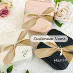 Boîte à bijoux personnalisée avec ruban à nœud