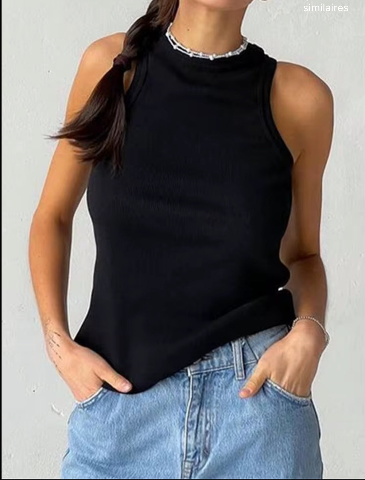 Débardeur côtelé basique – Col rond