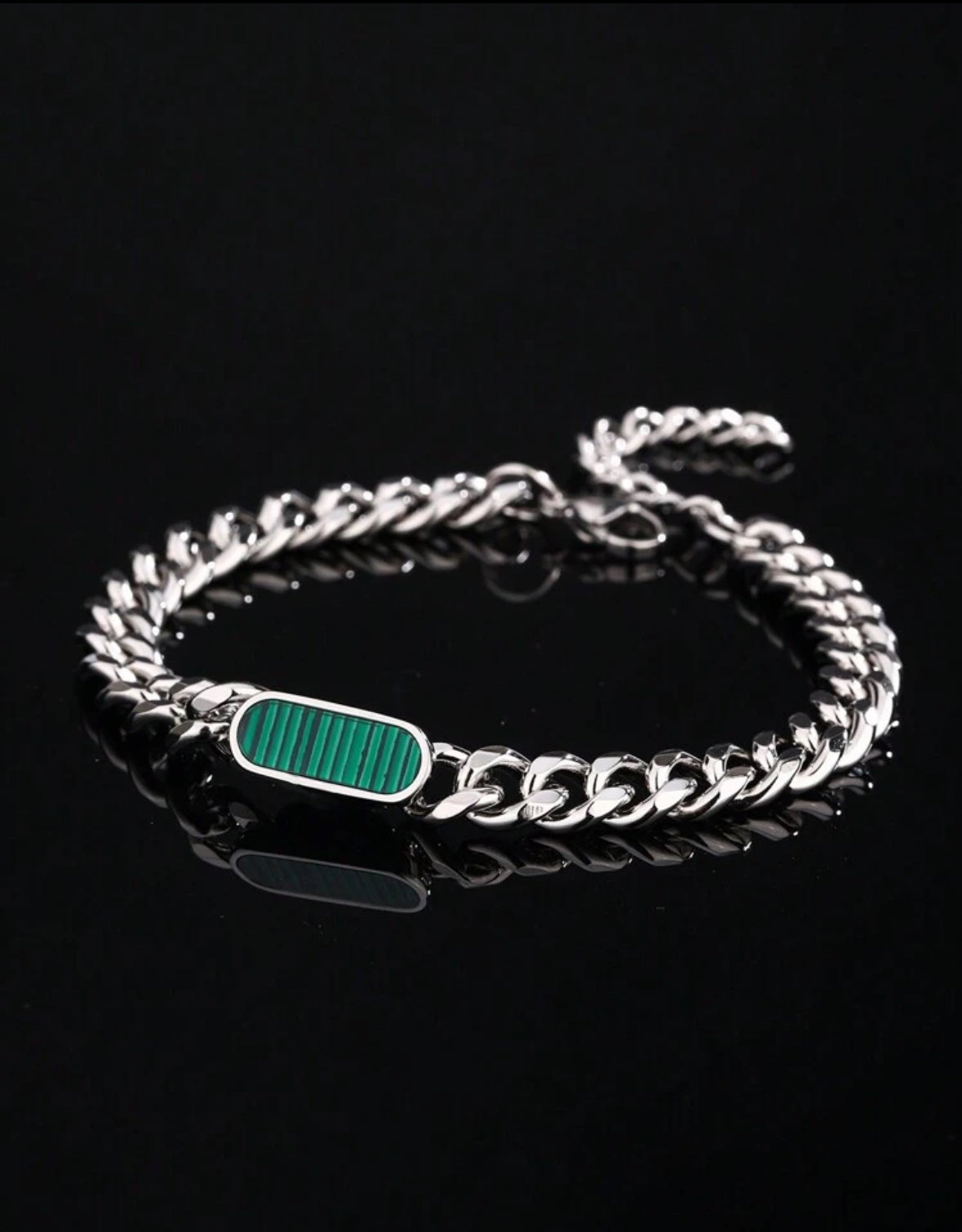 Bracelet Maille Cubaine & Pierre Naturelle – Élégance et Caractère