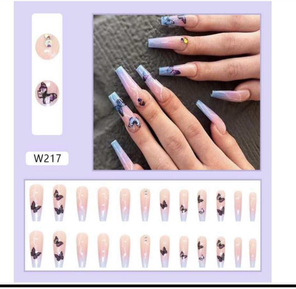Faux ongles papillons dégradé
