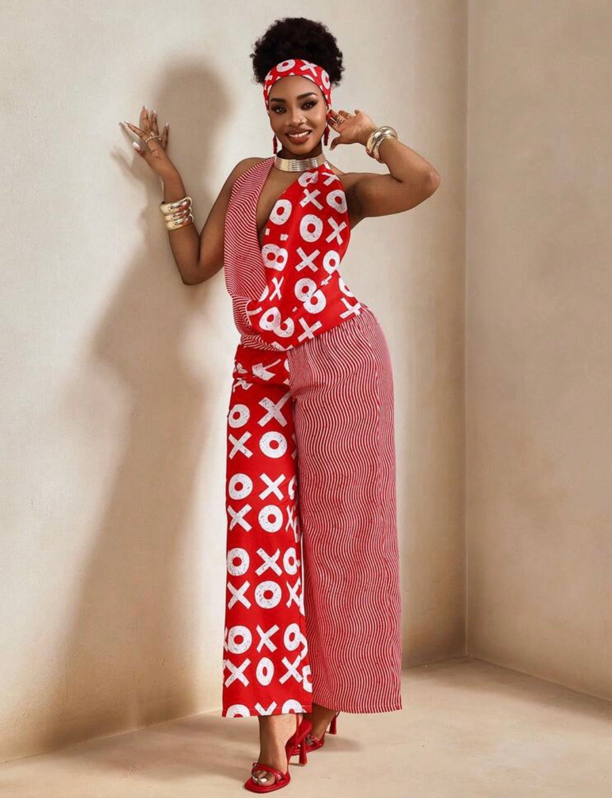 Combinaison Halter Chic - Rouge & Blanc XoXo