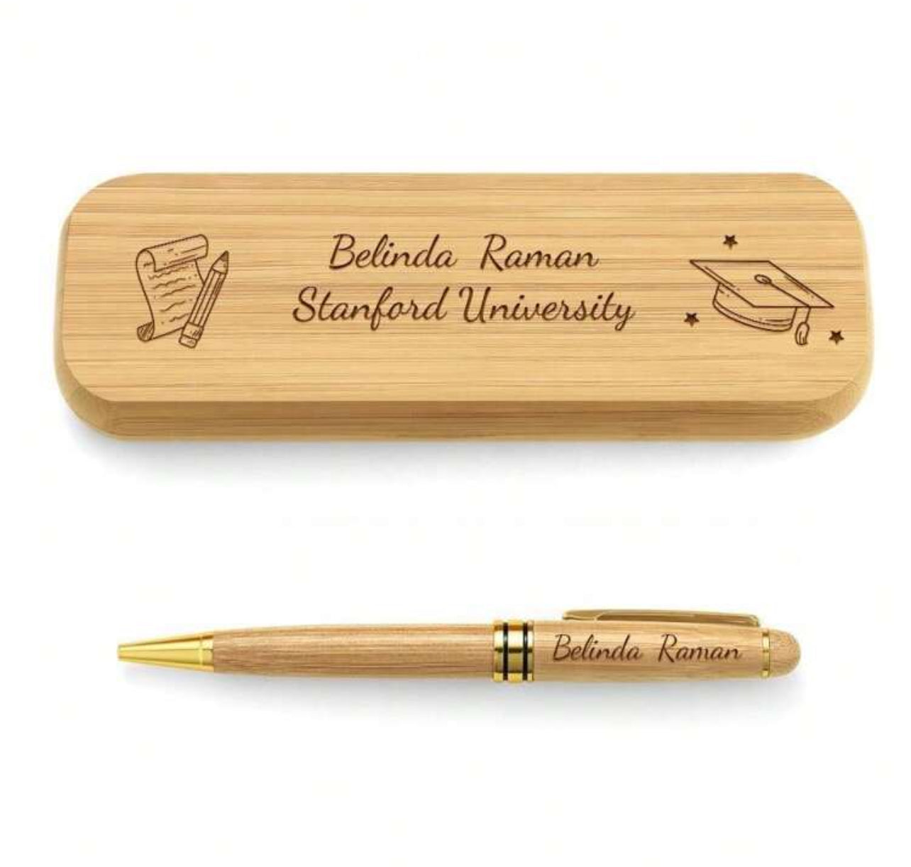 Cadeaux de remise de diplôme personnalisés, stylo en bois gravé, boîte à stylos, cadeau Unique