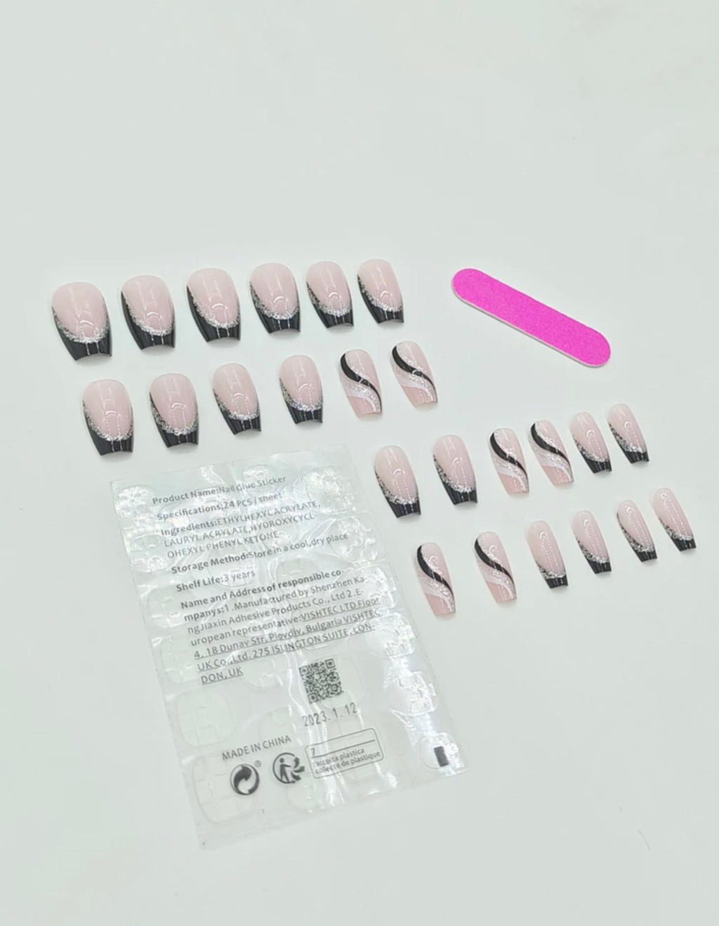 Faux Ongles Petite Taille avec Colle et Lime