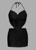 Solid Color Bustier Top and Bodycon Pencil Skirt Set