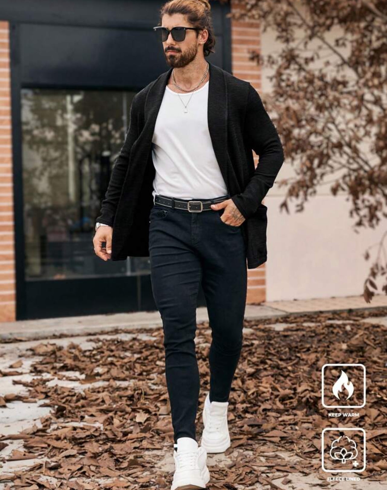 Manfinity Homme Veste tricotée décontractée simple à manches longues de couleur unie pour hommes, décontractée quotidienne