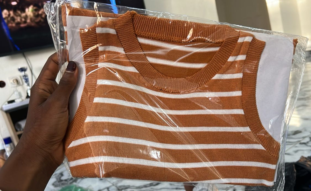 Débardeur côtelé rayé