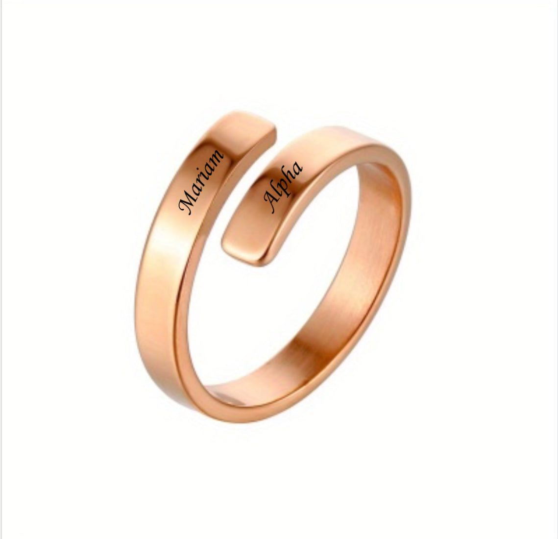 Bague personnalisée minimaliste double couche gravée en acier inoxydable unisexe