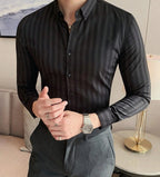 Manfinity Mode Chemise Rayée À Manches Longues Pour Hommes