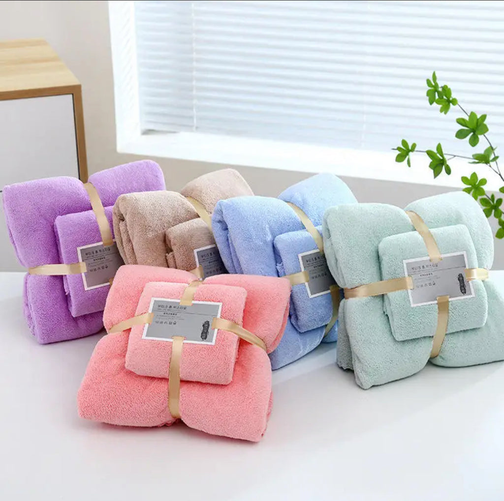 Ensemble de 2 Serviettes Microfibre Ultra Douces