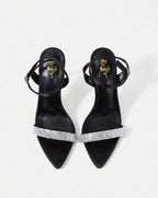 Sandales à Talons Noir avec Strass Éclatants