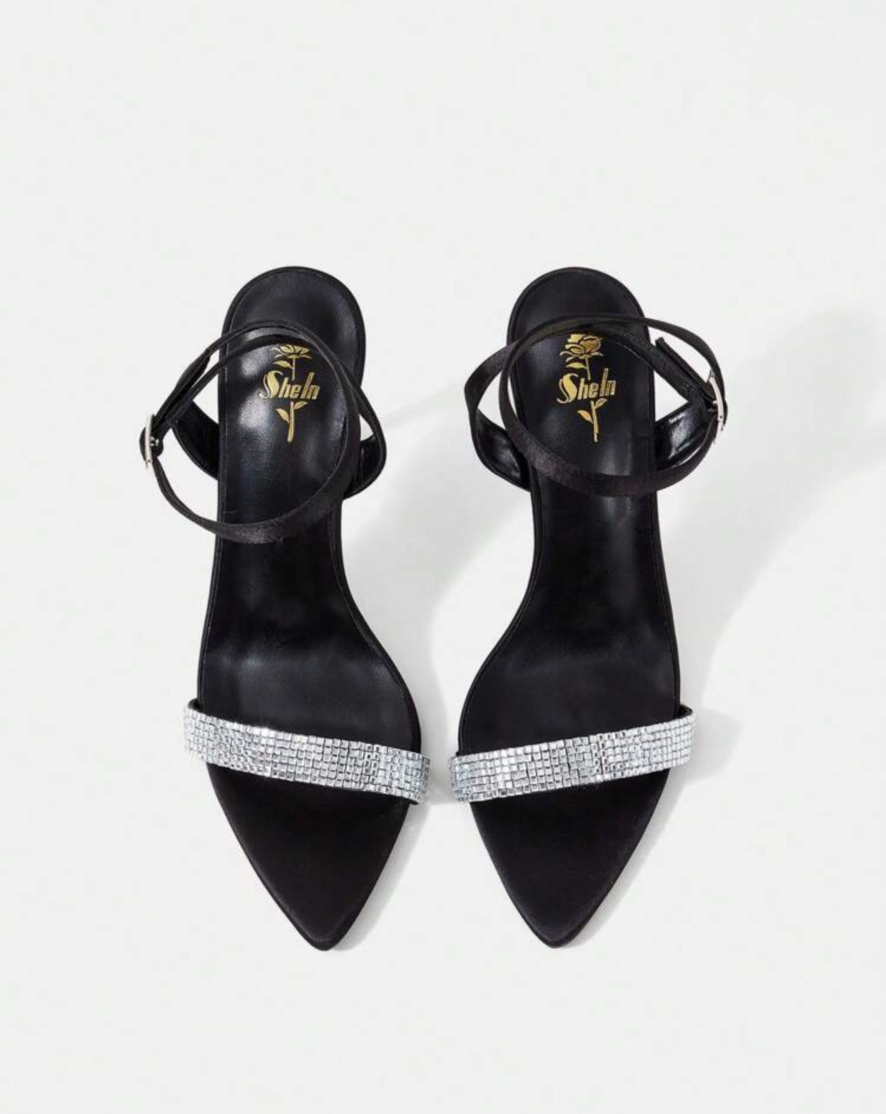 Sandales à Talons Noir avec Strass Éclatants