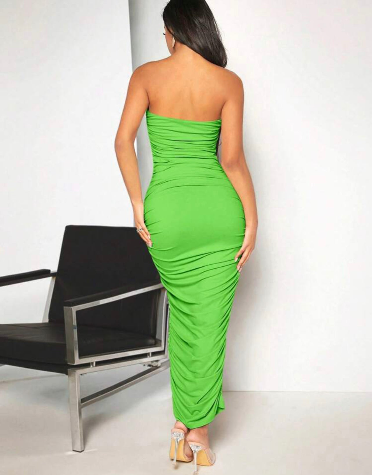 Robe Moulante Bustier Unicolore À Ruché