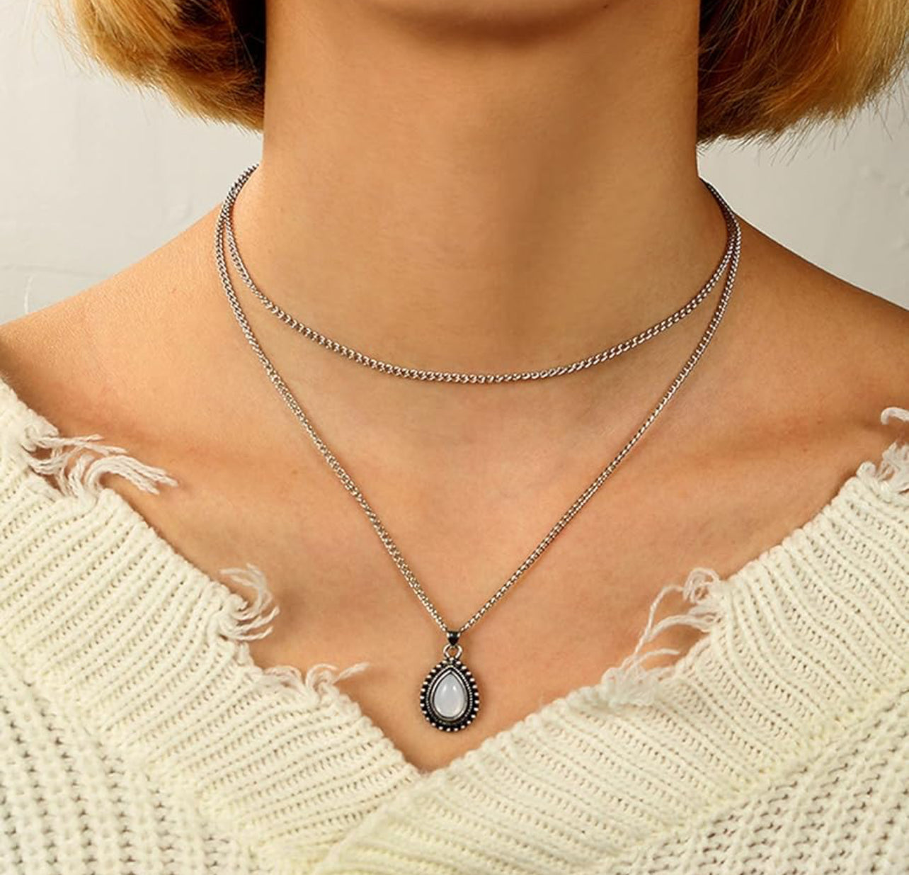 Perles Pack Cristaux Boho Rétro Gouttelettes d'eau Collier Double