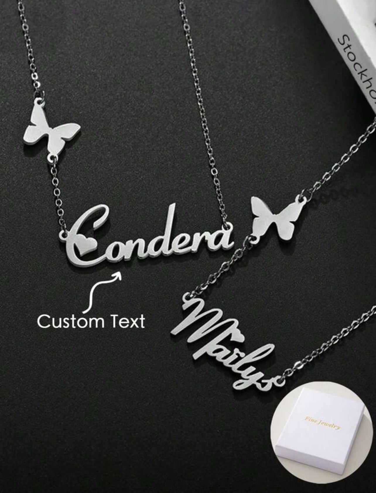 Collier personnalisé avec pendentif coeur papillon, pour filles, femmes