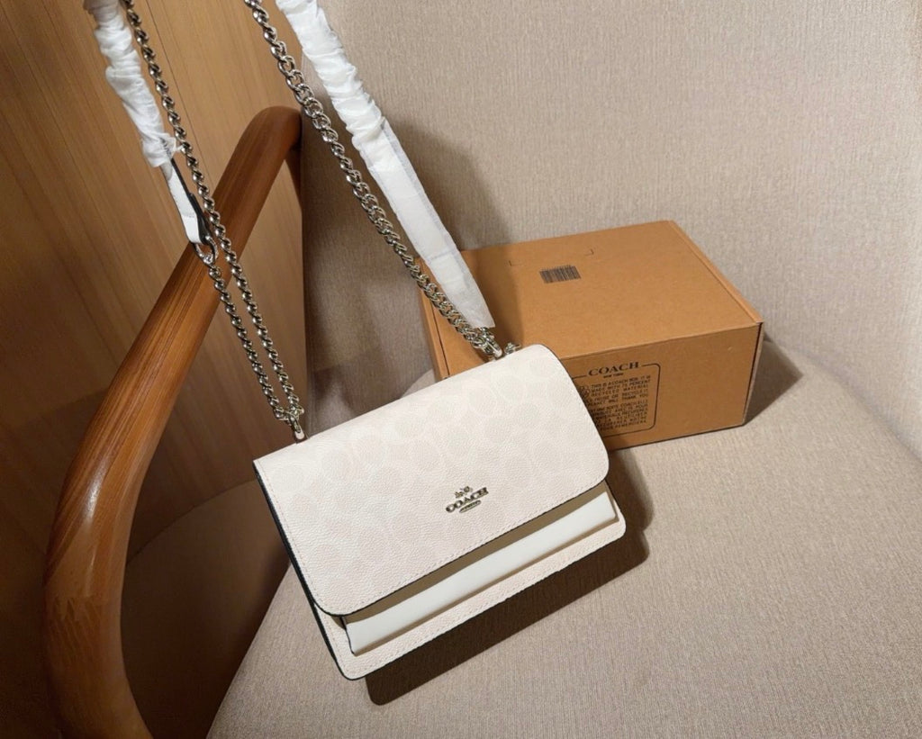 Sac à Bandoulière Klare en Toile Signature – Coach Blanc