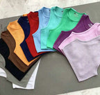 Crop Tops Côtelés en Tricot