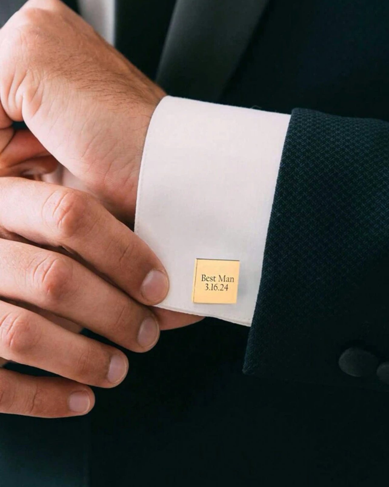 Boutons De Manchette Carrés Classiques Personnalisés En Acier Inoxydable Gravés Sur Mesure