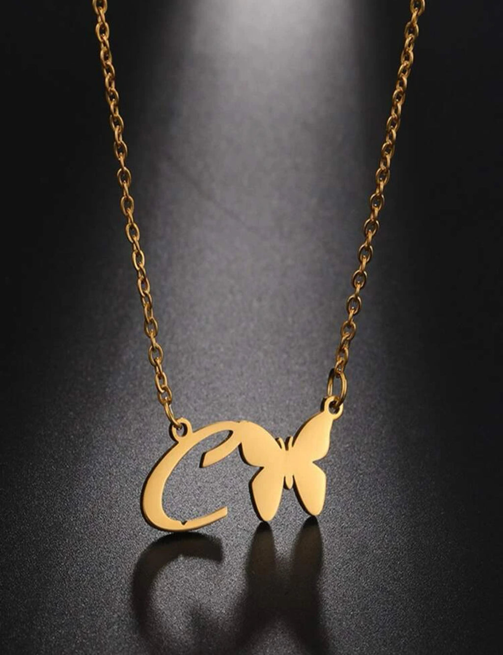 Collier Pendentif Papillon avec Lettre