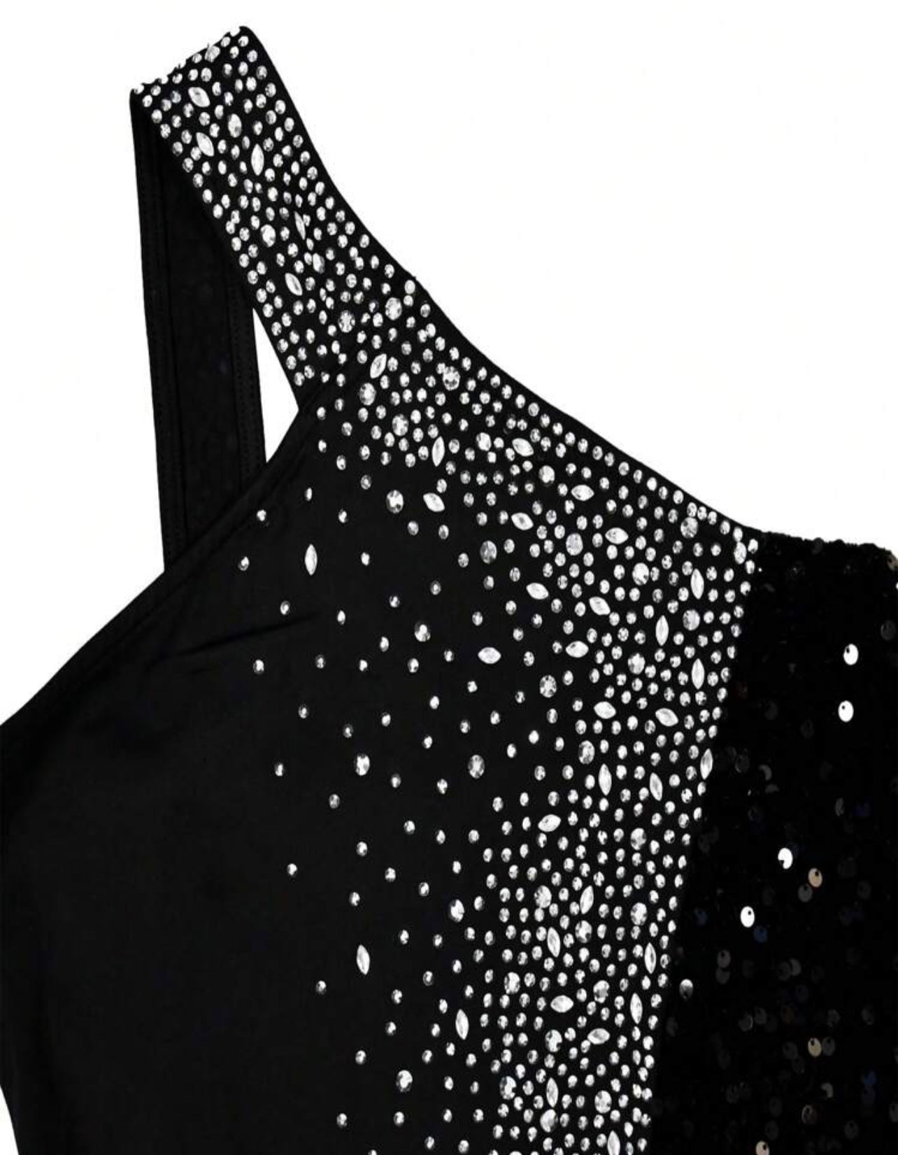 Robe Habillée Asymétrique Fendu À Strass