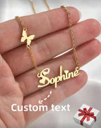 Personalized Butterfly Heart Pendant Necklace for Girls Women