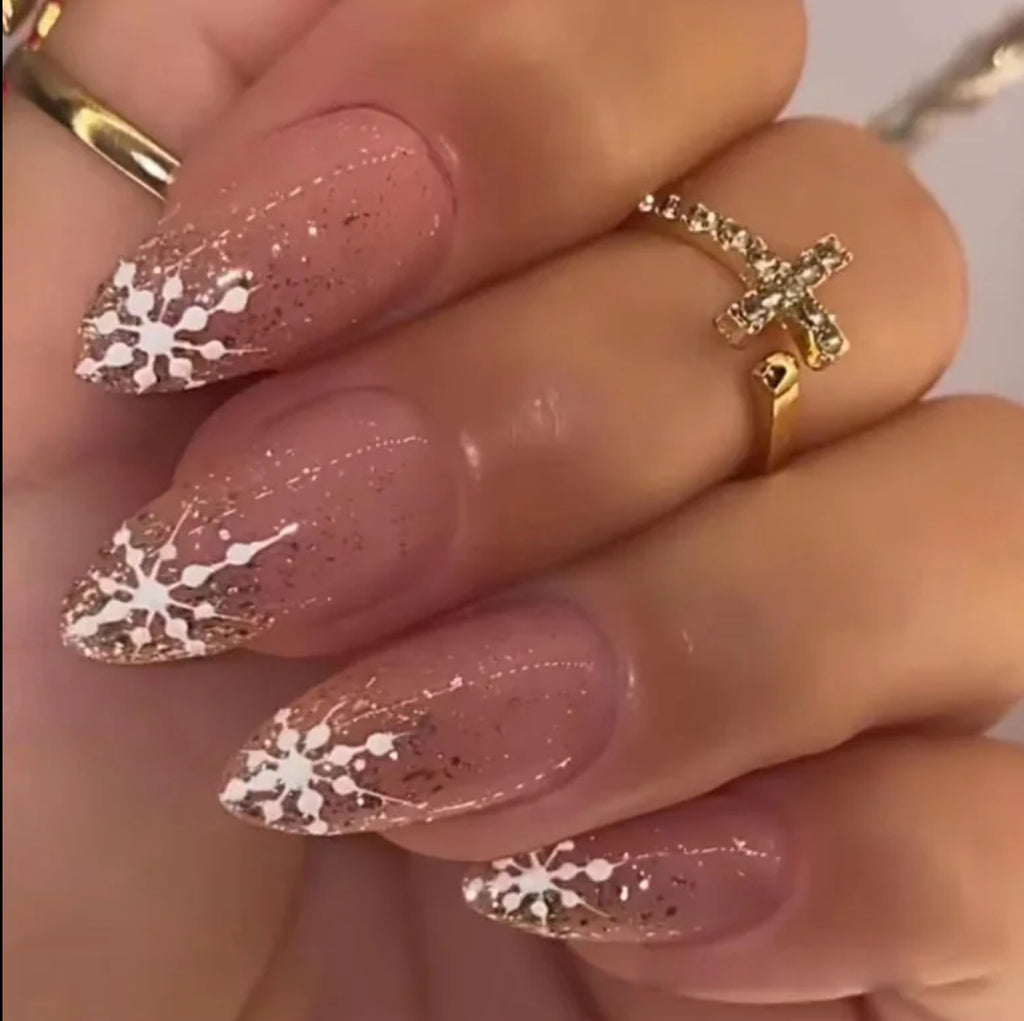 Faux Ongles Motif Neige