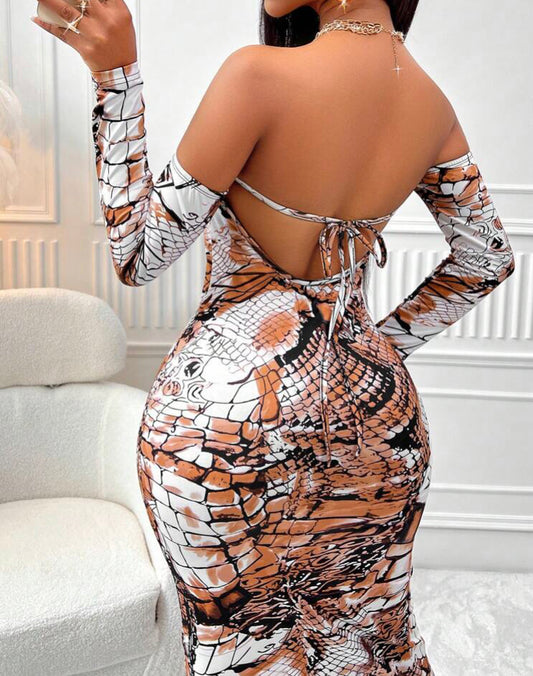 Sexy Backless Bodycon Dress with Drawstring