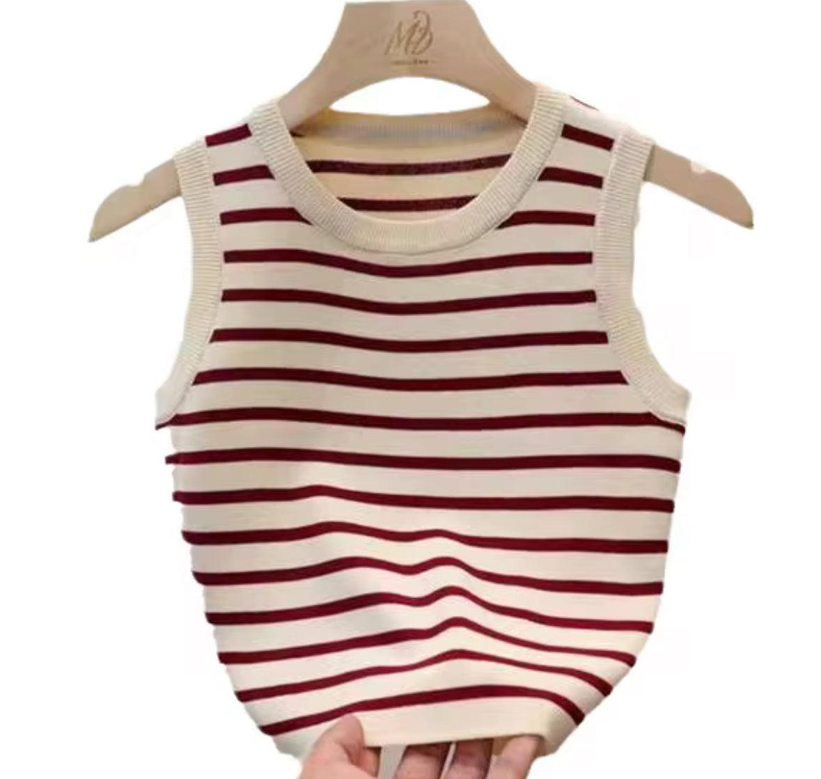 Débardeur côtelé rayé