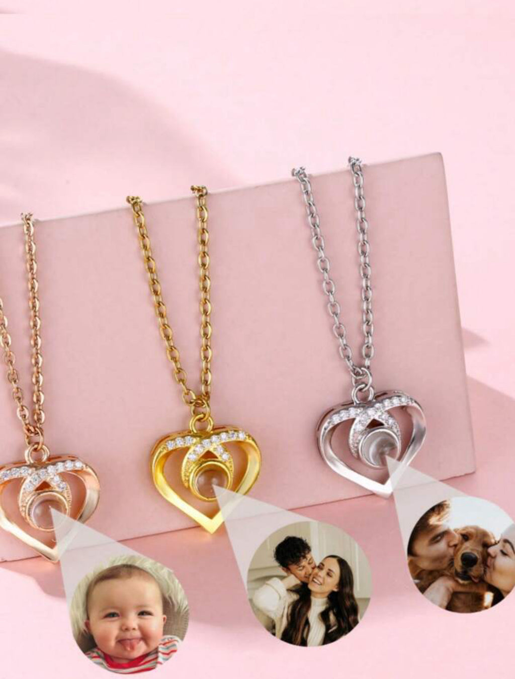 Personalized Heart Necklace with Photo Projection