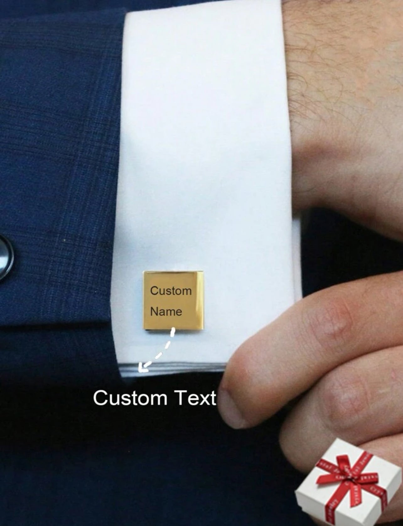 Boutons De Manchette Carrés Classiques Personnalisés En Acier Inoxydable Gravés Sur Mesure