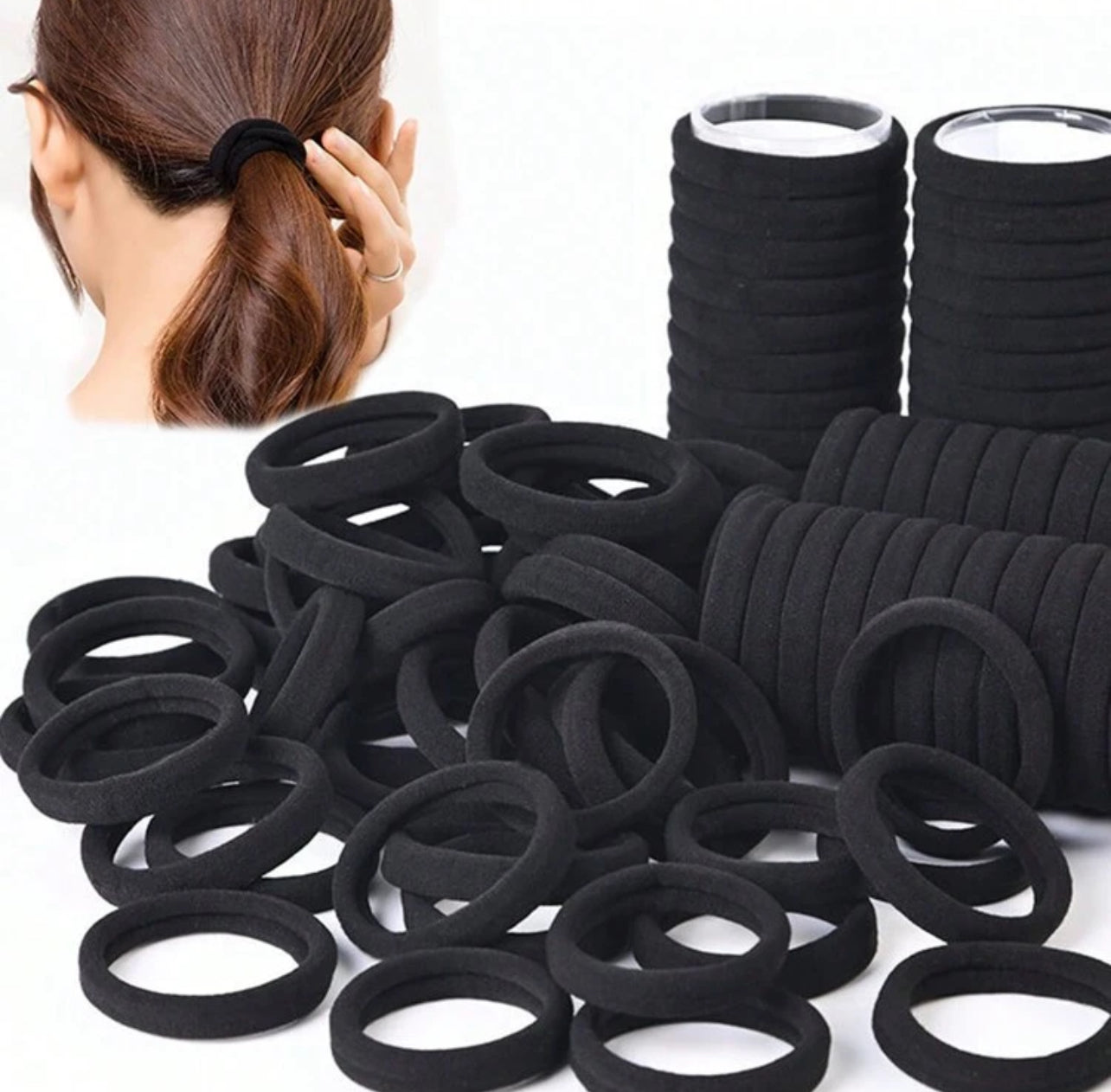 50pcs bandes de cheveux noires pour femmes filles bandeau haute élasticité