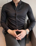 Manfinity Mode Chemise Rayée À Manches Longues Pour Hommes