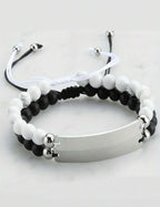 Bracelet de couple en perle avec date gravable